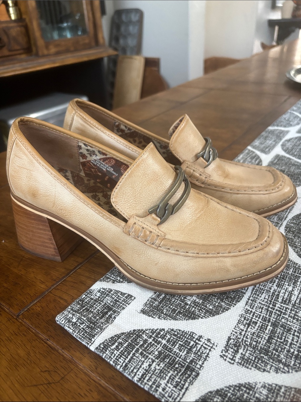 Women's Kork Ease Tan Leather Block Heel Loafers